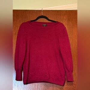 J. Crew Women's Cashmere Rich Red Crew Neck Sweater
